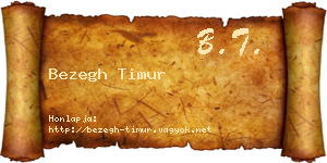 Bezegh Timur névjegykártya